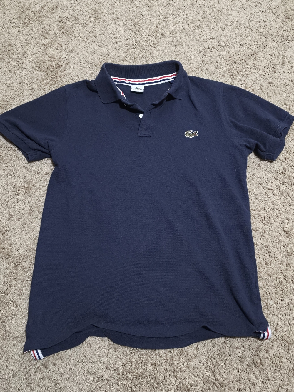 Men’s Vintage Lacoste Short Sleeve Polo Shirt, Navy Blue Sz XL